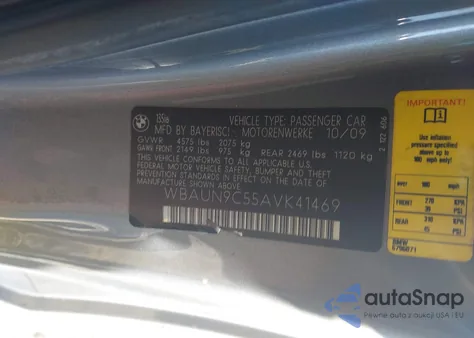 2010 BMW 135I z USA, uszkodzony, nr VIN WBAUN9C55AVK41469